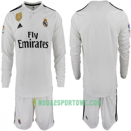 Koszulka Real Madryt Dziecięcy Domowe Stroje Piłkarskie 2018-2019 Długi Rękaw